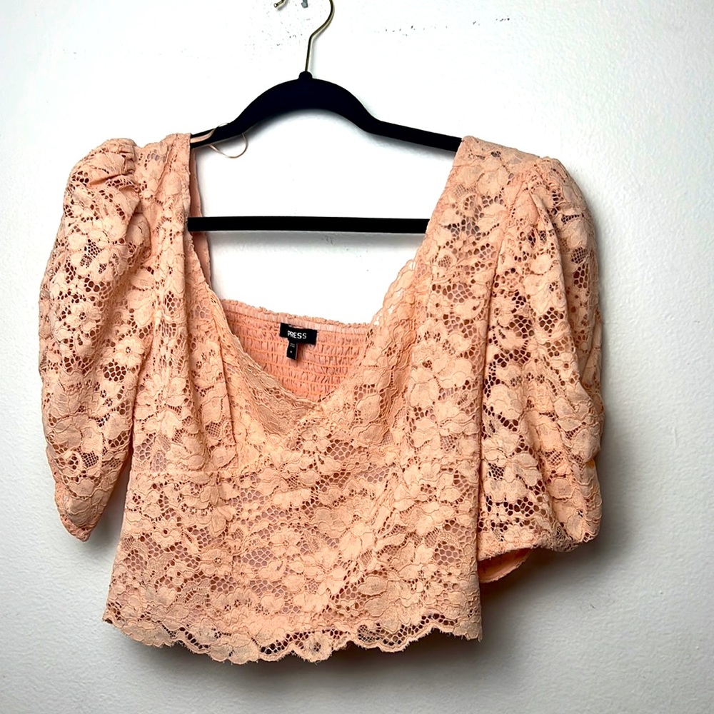 Express light, pink lace, blouse, size M